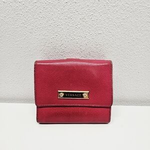 Versace Pink Leather Compact Wallet Includes COA